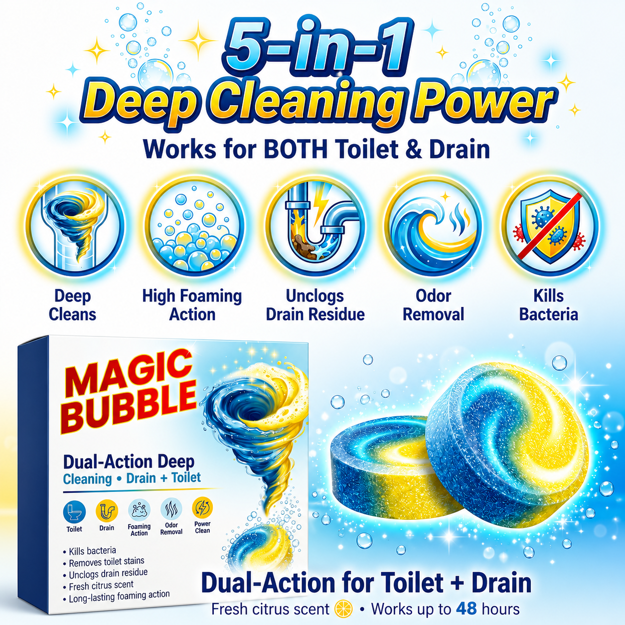 Dula Action Magic Toilet Cleaning Tablets - Pack of 24