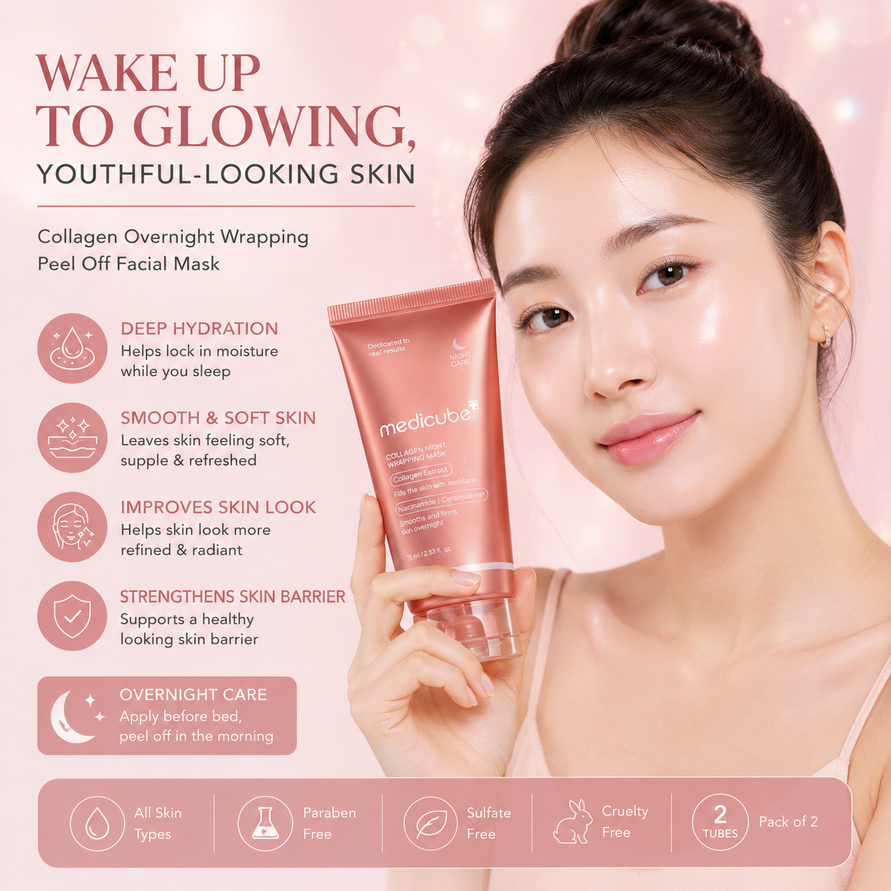 Collagen Overnight Peel-Off Facial Mask - Pack of 2